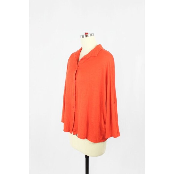 MAJESTIC FILATURES Orange Red Linen Button Down Shirt Top, Size 3/M - Picture 4 of 16